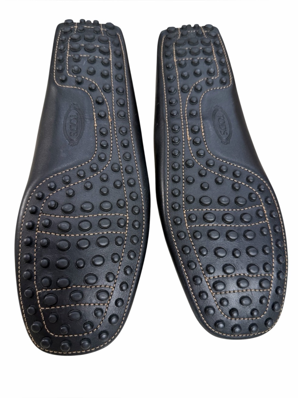TOD'S Double T Black Leather Gommino Loafers with Tan Trim. NWT Made in Italy - Picture 4 of 7